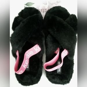 Kensie Slippers Black/ Pink Color Size 10/11 NWT